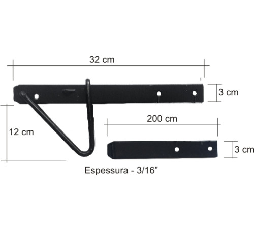 Artefato - Tranca batedeira de Porteira (conjunto) 1/4"